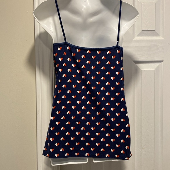 ANN TAYLOR Navy Red & White Heart Design Stretch Camisole - Size M. - Picture 12 of 12